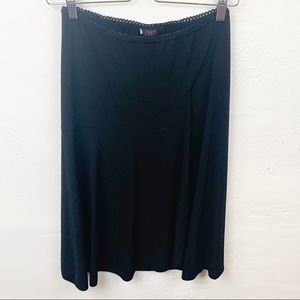 Wrapped l Black Knee Length Slip Skirt